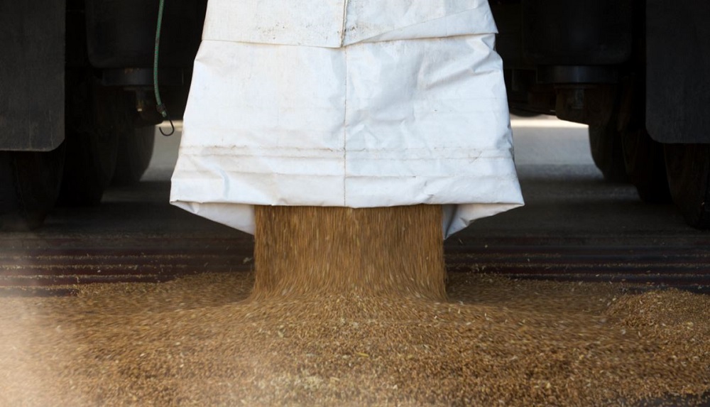 Tipping grain into a store
